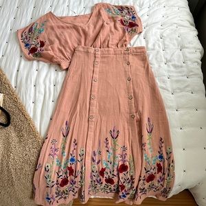 Free People Embroidered Floral Set